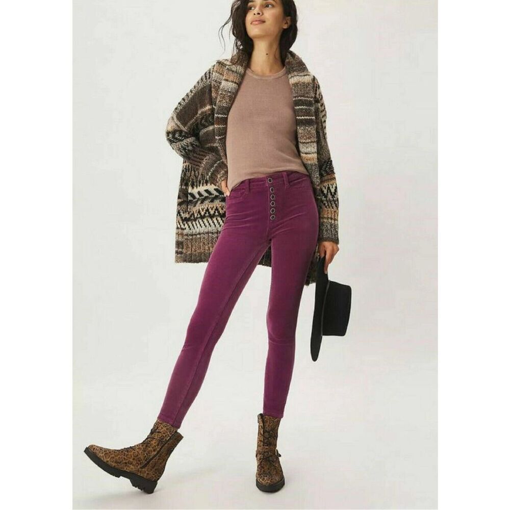 Anthropologie Pilcro 28 High-Rise Button-Fly Skinny Corduroy Pants Jeans